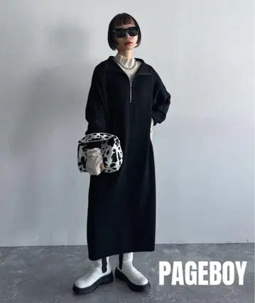 * PAGEBOY * 하이넥 ZIP 니트 원피스