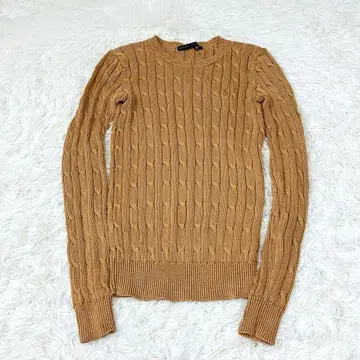 새상품급 Ralph 랄프 로렌 코튼 케이블 니트 스웨터 골드
