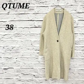 R4472 QTUME [ 38 ] 노카라 롱 코트 V넥 울