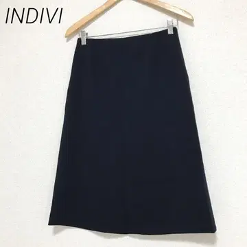 INDIVI 인디비 택 포함 스커트 스트레치 네이비