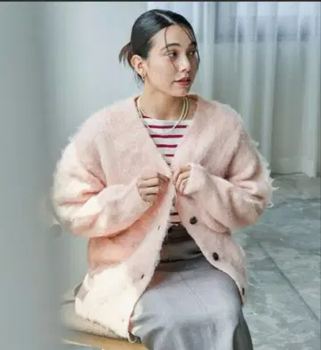 FREAK'S STORE 핑크 샤기 가디건