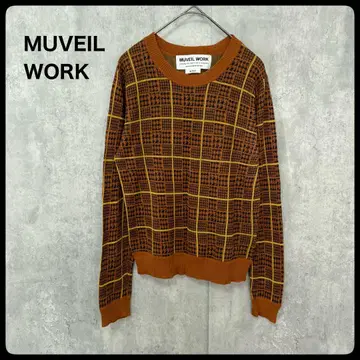 # MUVEIL WORK 체크 무늬 니트 스웨터 얇은 소재 상의