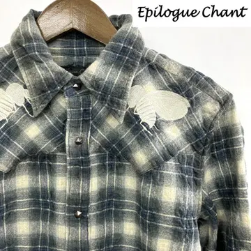 새상품급 Epilogue Chant 울 체크 셔츠 자수 에필로그 찬트