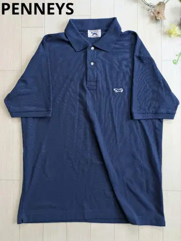 [ PENNEYS ] 페니스 자수 반팔 피케 셔츠 인디고 블루
