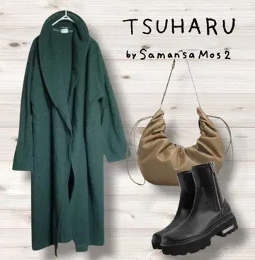 TSUHARU by samansa mos2 울 혼방 드레이프 가운 코트