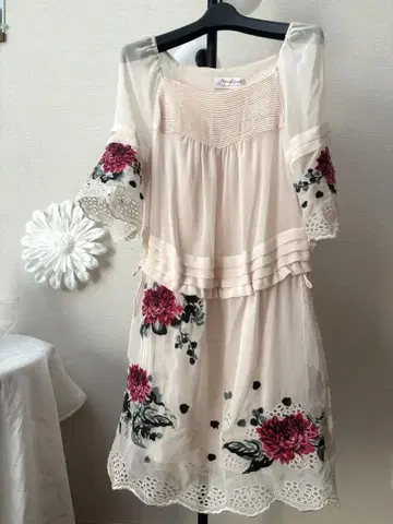 Gracefulsmile 꽃무늬 자수 쉬폰 원피스