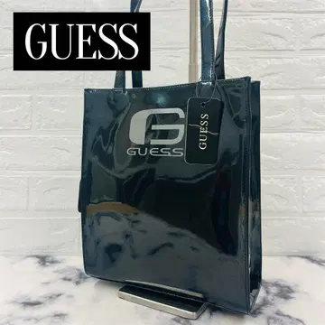 [ 미사용 ] GUESS 게스 토트백 숄더 에나멜 블랙 메탈릭