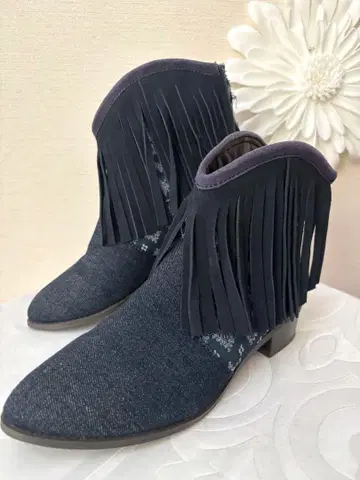 JellyBeans 프린지 데님 숏부츠 L