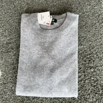 UNIQLO 캐시미어 100% 크루넥 스웨터 남성용 L 그레이