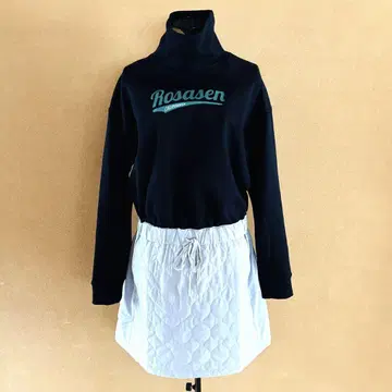 미사용 새상품 로 ROSASEN 속기모 충전솜 퀼트 원피스 L 블랙