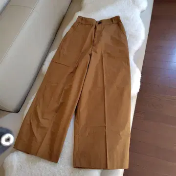 브라운 와이드 팬츠 허리밴딩
