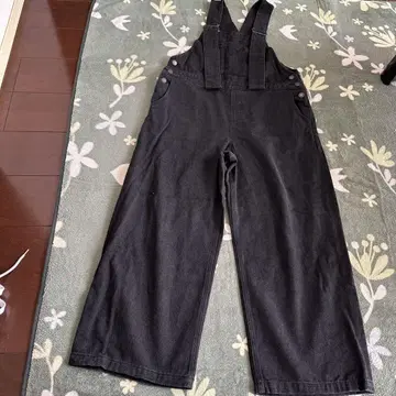 블랙 와이드 레그 오버롤