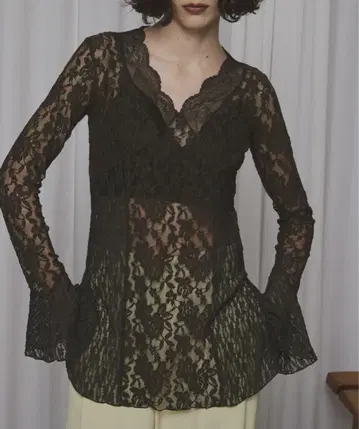 AMERI COMBINATION LACE TOP 카키 F 새상품