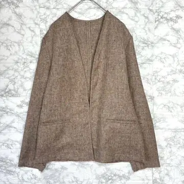 노카라 자켓 린넨풍 포켓 포크 겉옷 아우터 내추럴