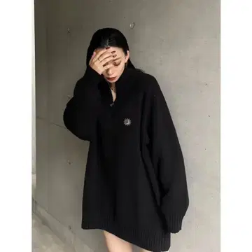 evris SUNNY 하프 지퍼 니트탑 블랙