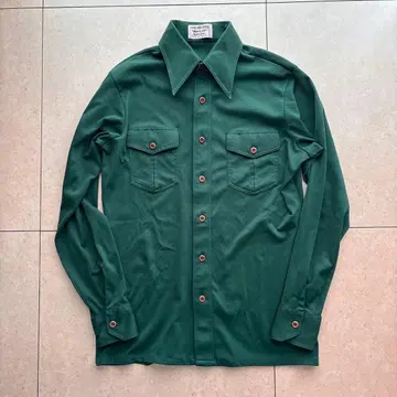 70s Van Heusen 그린 긴팔 셔츠