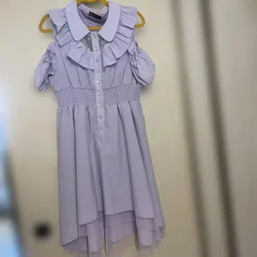 타베르노스키 프릴 옷깃 오프숄더 라벤더 원피스