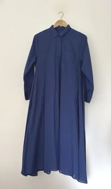 긴팔 셔츠 롱 원피스 블루