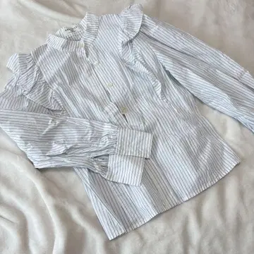 새상품급 스나이델 오가닉 코튼 프릴 셔츠 블라우스