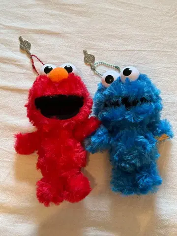 USJ 엘모 & 쿠키 몬스터 봉제 인형 키링