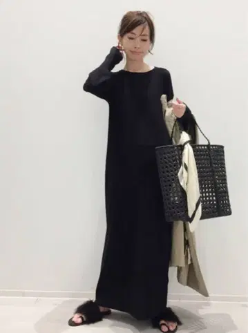L'Appartement Rib Knit 원피스 블랙