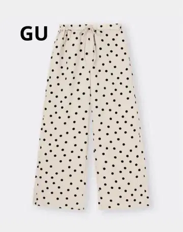 [ 새상품급 ] GU 도트 프린트 이지 팬츠 내추럴 M