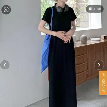 feepur 컷 리브 하프 슬리브 원피스