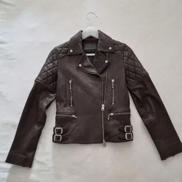 ALL SAINTS 다크 브라운 가죽 라이더 자켓