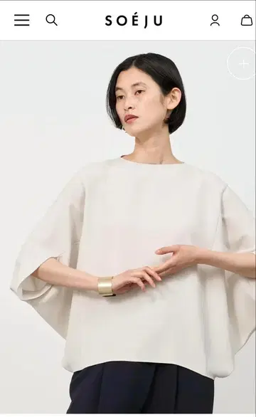 소주 라이트 크로스 코쿤 실루엣 블라우스 그레이