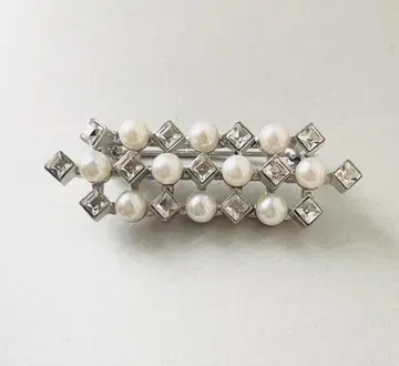 VENDOME BOUTIQUE 담수 진주 스퀘어 크리스탈 브로치