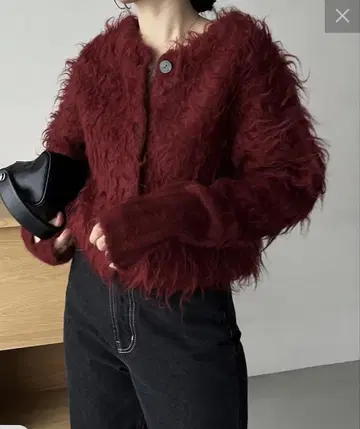 카프리슈 마쥬 / 알파카 울 샤기 가디건 / 보르도