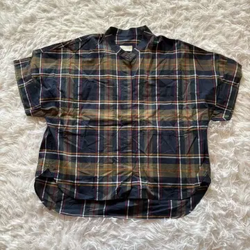 Maison de Beige 반팔 셔츠 S 체크 면 코튼