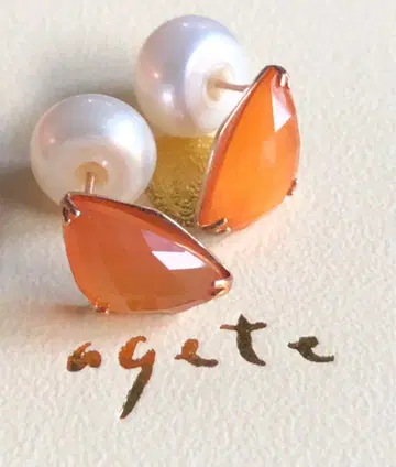 새상품급 아가트 K10 카넬리안 귀걸이와 펄 캐치 set