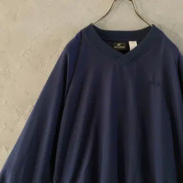 90s 블루종 V넥 와이드 소매 심플 자수 로고 네이비 L LO11