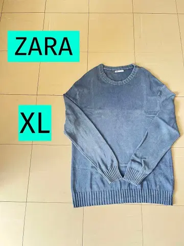 ZARA 블루 그레이 워시드 코튼 스웨터