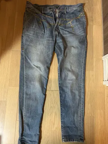 FRAPBOIS 데님 팬츠 금 체인 패턴 M
