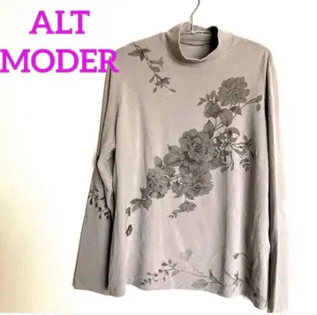 altmoder 티셔츠 하이넥 꽃무늬 그레이지 부드러움
