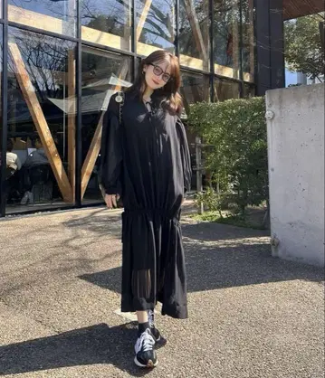 pinue 시어 스트라이프 원피스 타쿠보 카린