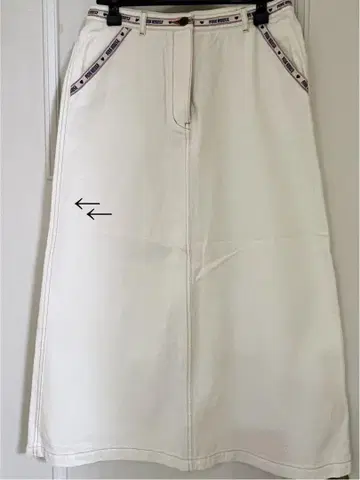 핑크하우스 화이트 데님 롱 스커트