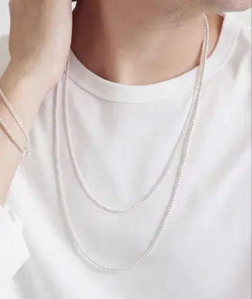 ADAM ET ROPE' 메탈 펄 2연 목걸이