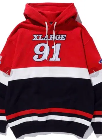 XLARGE 91 후드티 레드/블랙/화이트