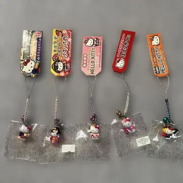 헬로키티 지역 한정 스트랩형 키링 5개 세트 도쿄 오사카 쿠사츠