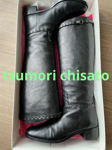 블랙 가죽 롱 부츠 tsumori chisato