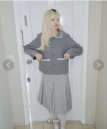그레이 도트 무늬 플리츠 스커트 S