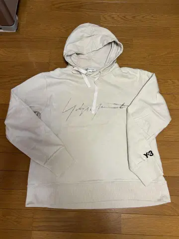 Y-3 후드 부착 후드티 크림색