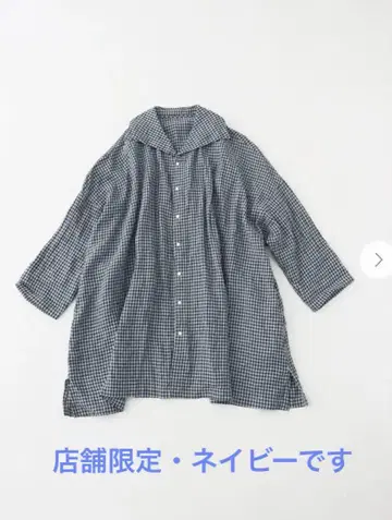 네스트로브 린넨깅엄 윙카라 빅 셔츠 (네이비) 매장 한정판