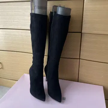 블랙 스웨이드 롱 부츠