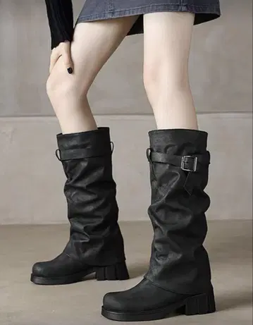 shein 블랙 롱 부츠 빈티지 조