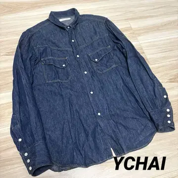 YCHAI 이카이 데님 셔츠 새상품급 코튼 린넨 혼방