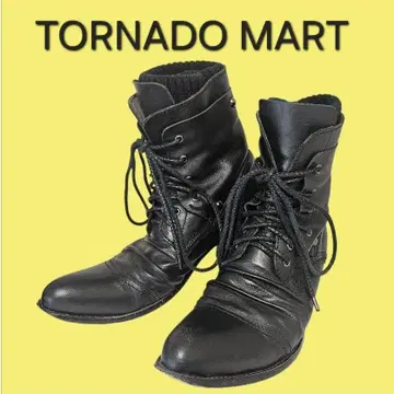 TORNADO MART 남성용 레이스업 부츠 S 블랙 소가죽